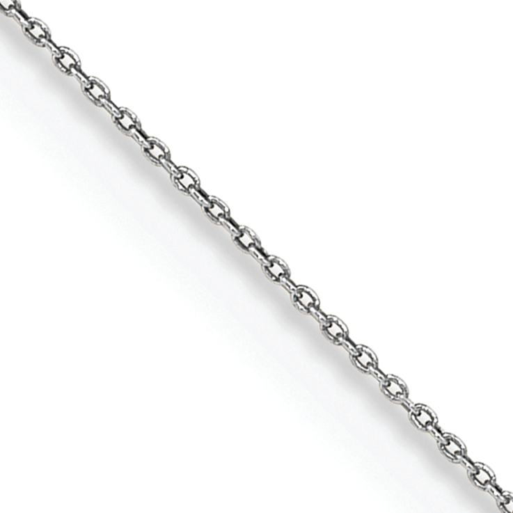 Rhodium Over 14k White Gold 0.75mm Solid Round Open Link Cable 14 Inch Chain