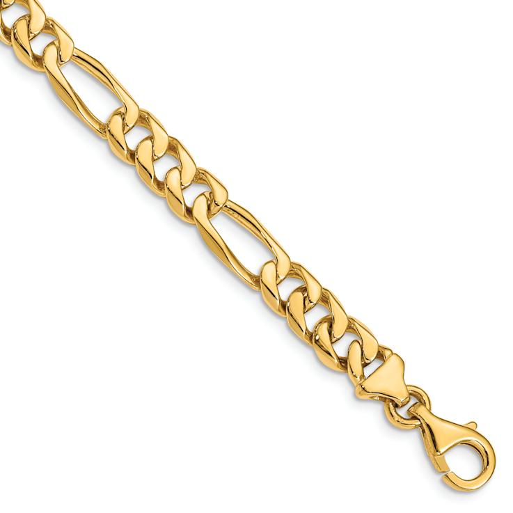 10k Yellow Gold 7mm Hand-Polished Figaro Link Bracelet