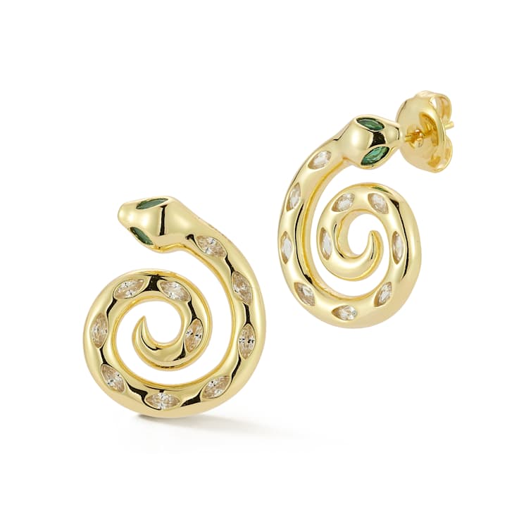 Sterling Statements 14K Yellow Gold Over Sterling Silver Cubic Zirconia
Spiral Snake Studs