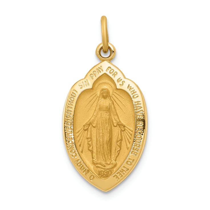14K Yellow Gold Miraculous Medal Charm