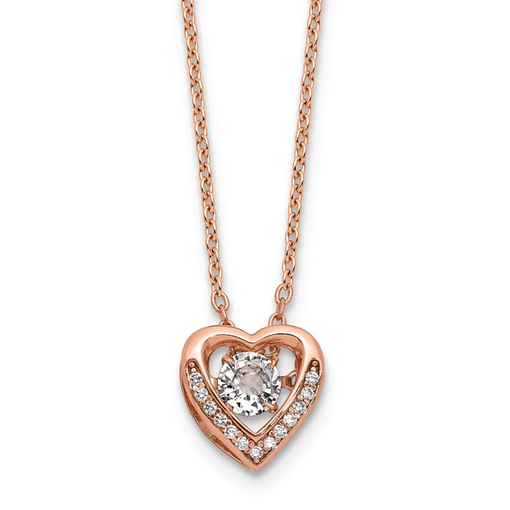 14K Rose Gold Over Sterling Silver Vibrant Cubic Zirconia Heart Necklace