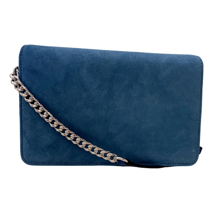Jimmy Choo Kalina Parrot Blue Suede Chain Wallet - 1C96HA