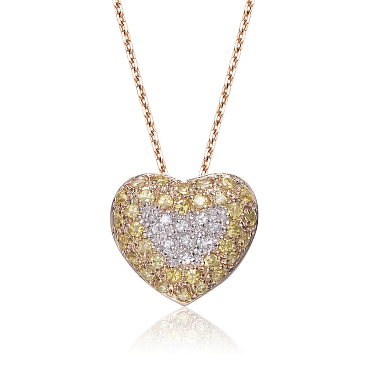 CZ Heart Pendant Necklace In 14K Gold Over Sterling Silver