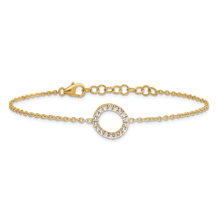 14k Yellow Gold Diamond Sideways Letter O Bracelet