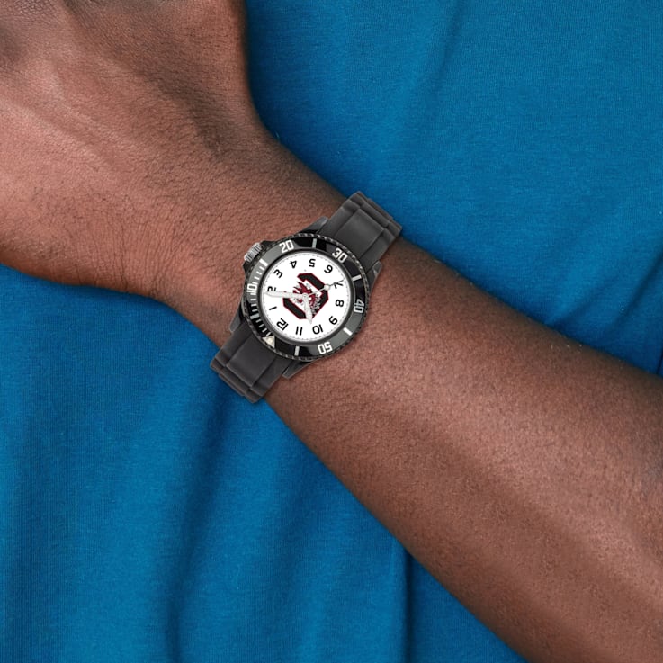 Men's Silver Louisville Cardinals Leather Watch