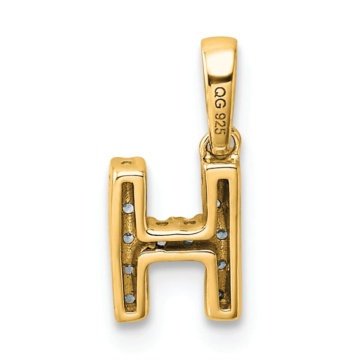 14K Yellow Gold Diamond Letter H Initial with Bail Pendant