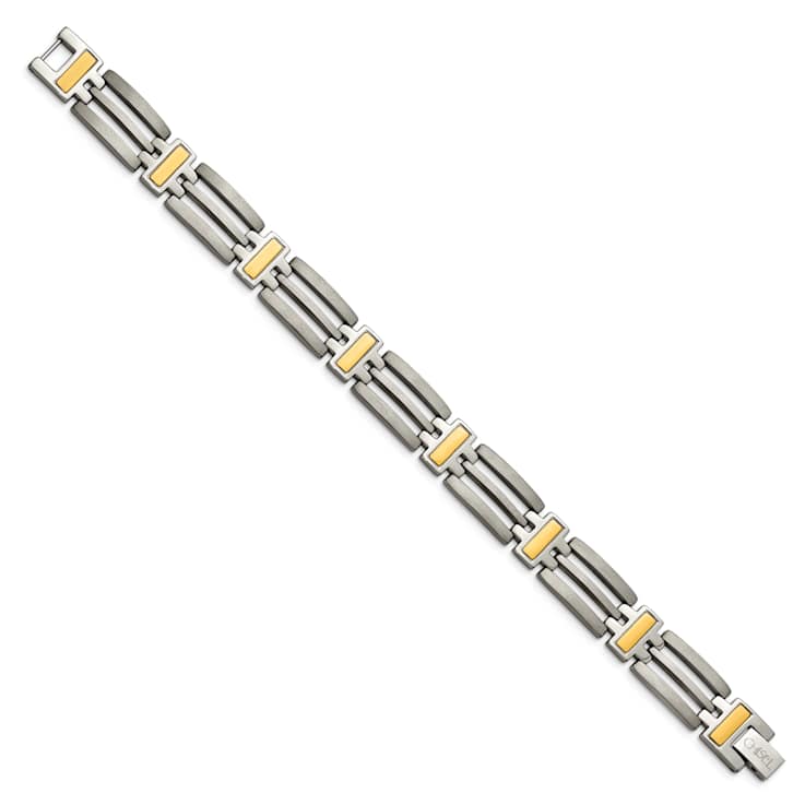 Titanium Brushed and Polished Yellow IP-Plated Bracelet