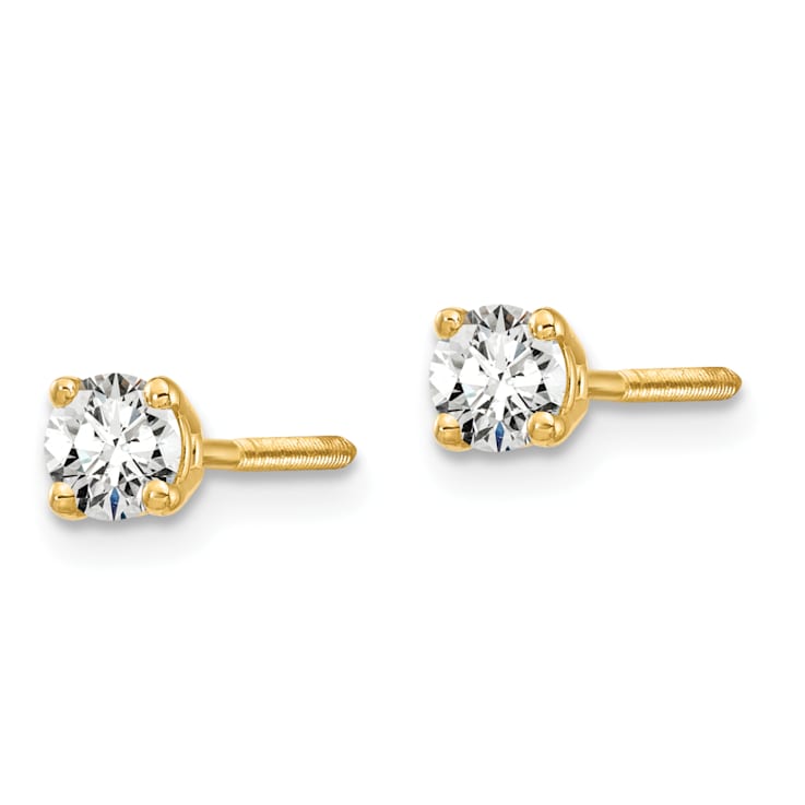 14K Yellow Gold Lab Grown Diamond 1/4ctw Certified VS/SI GH Screw Back 4
Prong Earrings