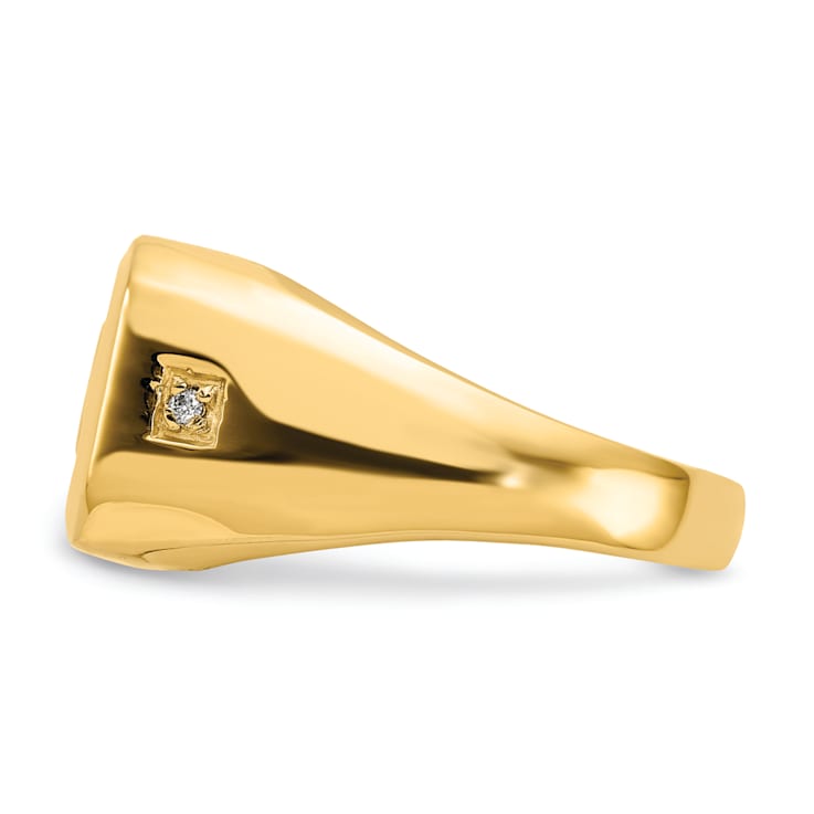 14K Yellow Gold AA Diamond Men's Onyx Dad Ring