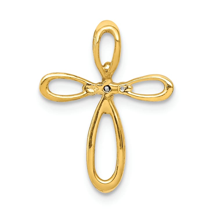 14K Two-tone Gold Diamond Cross Slide Pendant