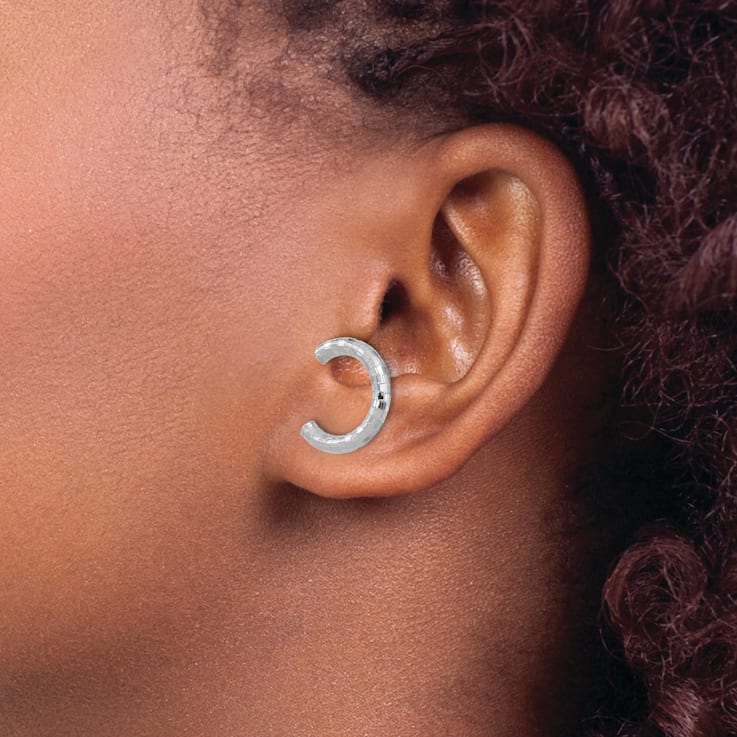 Rhodium Over 14k White Gold Polished and Textured U Shape Clip On and
Stud Earrings