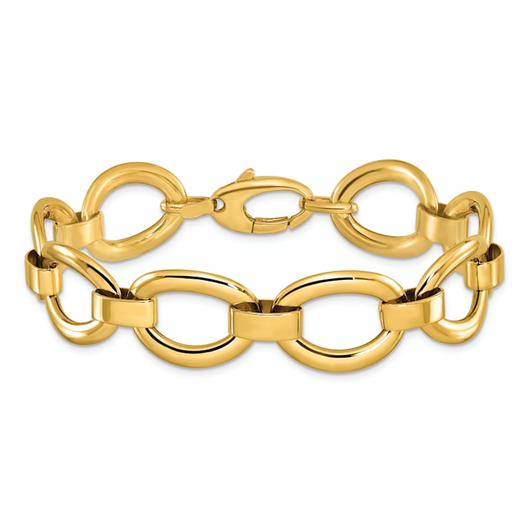 14K Yellow Gold Polished Oval Link 7.5 inch Bracelet