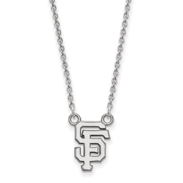 Rhodium Over Sterling Silver MLB LogoArt San Francisco Giants Pendant Necklace
