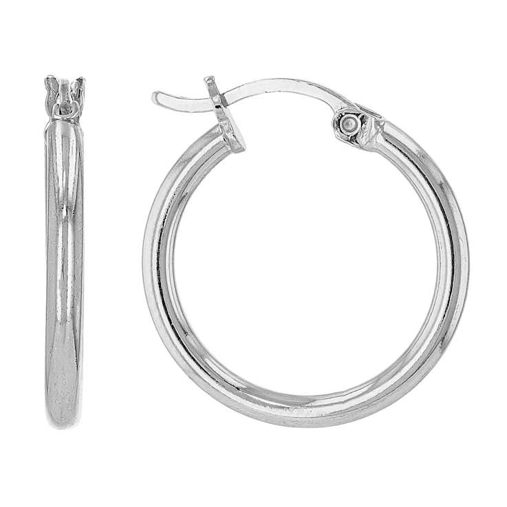 Classic Polished Hoop Earrings In Sterling Silver 0.6"