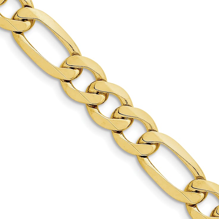 10k Yellow Gold 10mm Concave Open Figaro Link Bracelet