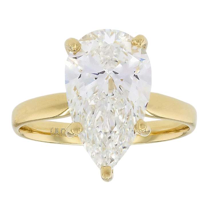 Lab-Grown Diamond Pear Shape Solitaire Ring In 14K Gold 4.00ct