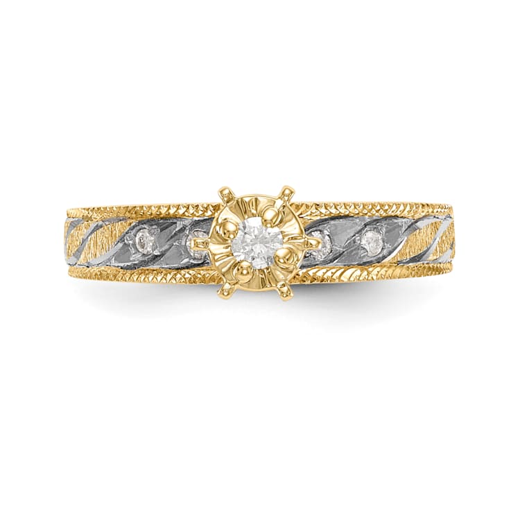 14K Yellow Gold AA Quality Engagement Ring 0.09ctw
