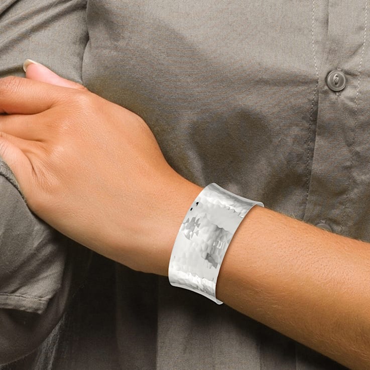 Sterling Silver 30mm Hammered Cuff Bracelet