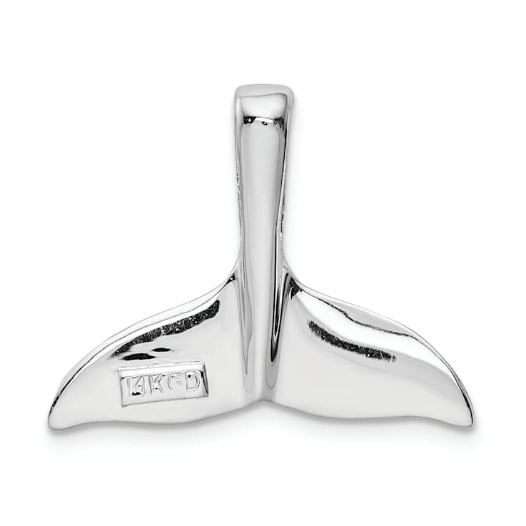 Rhodium Over 14k White Gold Whale Tail Slide Pendant