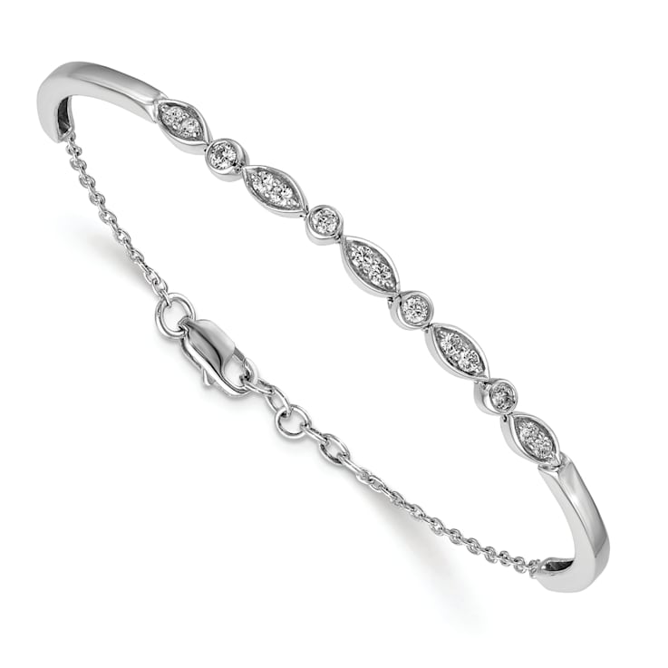 Rhodium Over 14K White Gold Lab Grown Diamond VS/SI GH, Bangle Bracelet 0.48ctw