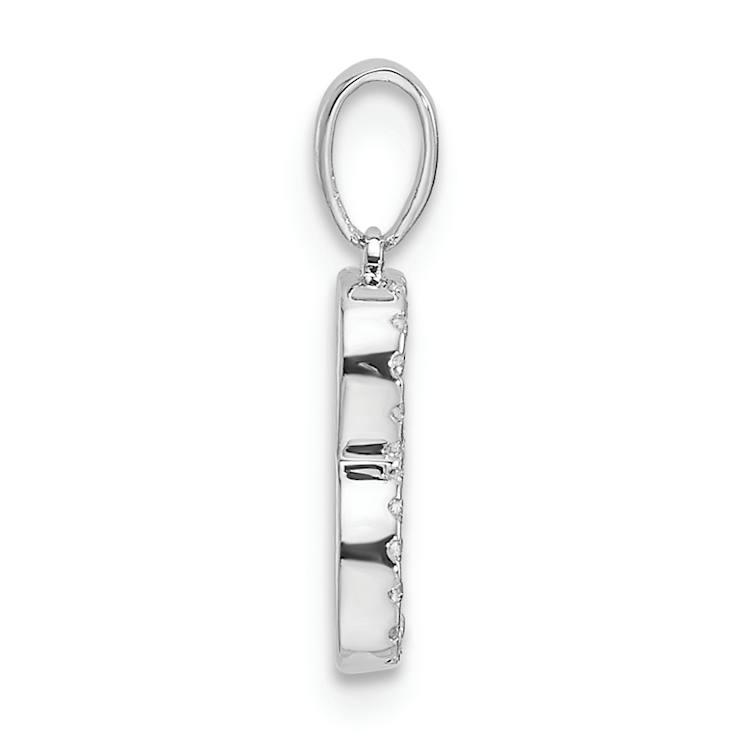 Rhodium Over 14k White Gold Diamond Letter B Initial Pendant
