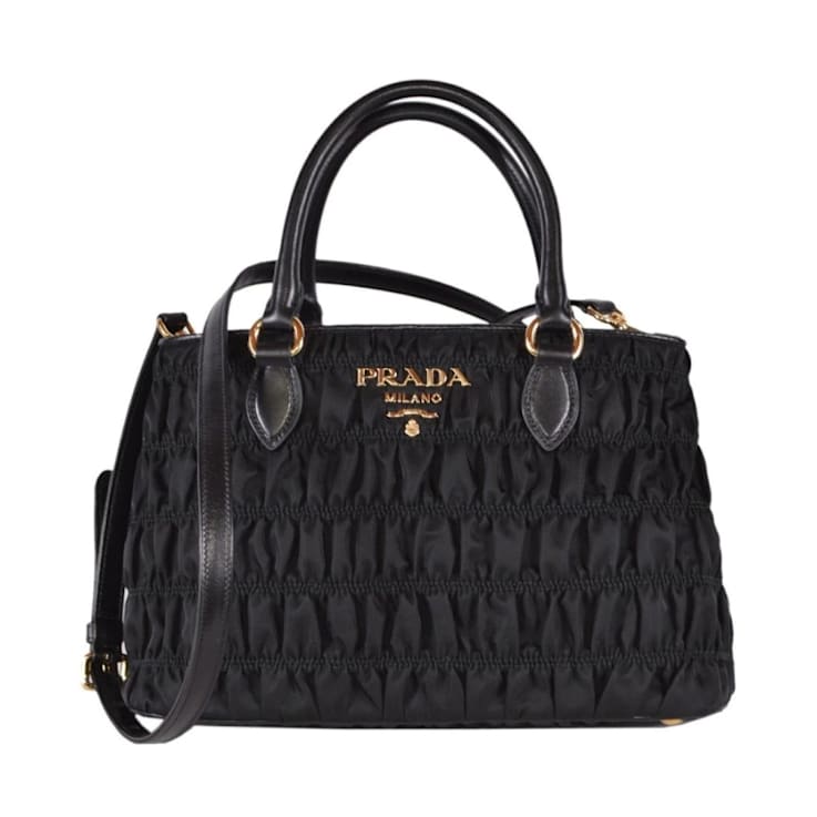 Prada Tessuto Gaufre Nylon Small Black Satchel Handbag 1DW06A