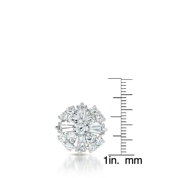 CZ Baguette Stud Earrings In Sterling Silver