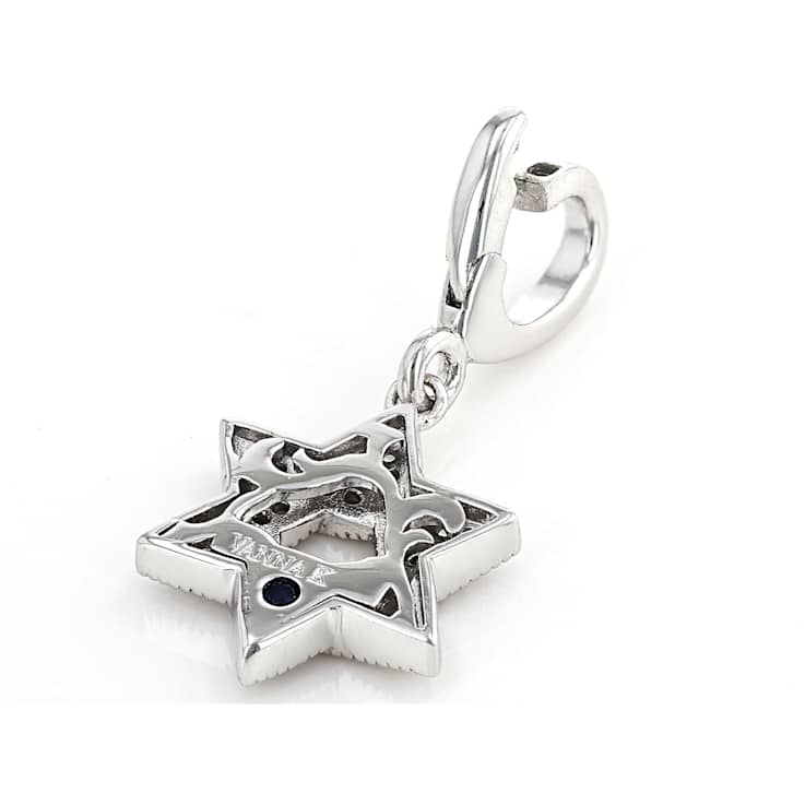 White Cubic Zirconia Platineve Over Sterling Silver Star Of David Charm 0.18ctw