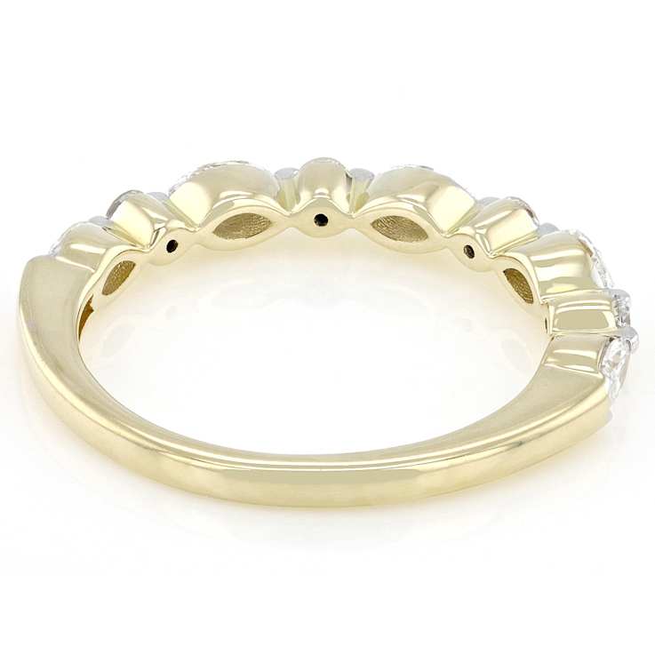 Lab-Grown Diamond Marquise and Round Band Ring in 10k Gold