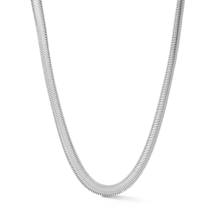 Rachel Zoe 6mm Snake Chain Necklace in Rhodium Over Brass