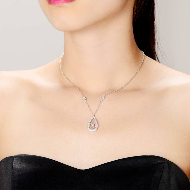 Teardrop CZ Drop Necklace In Sterling Silver