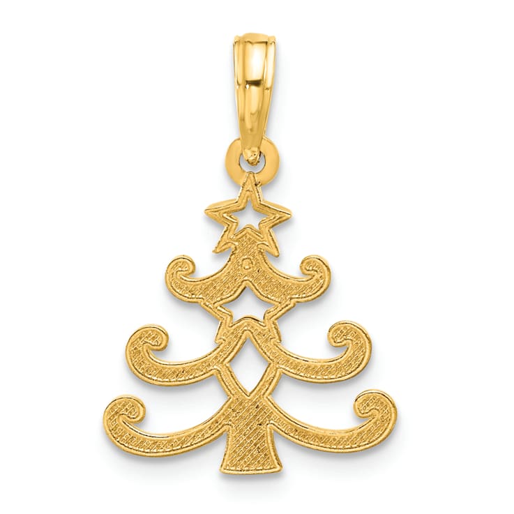 14K Yellow Gold Polished Christmas Tree Pendant