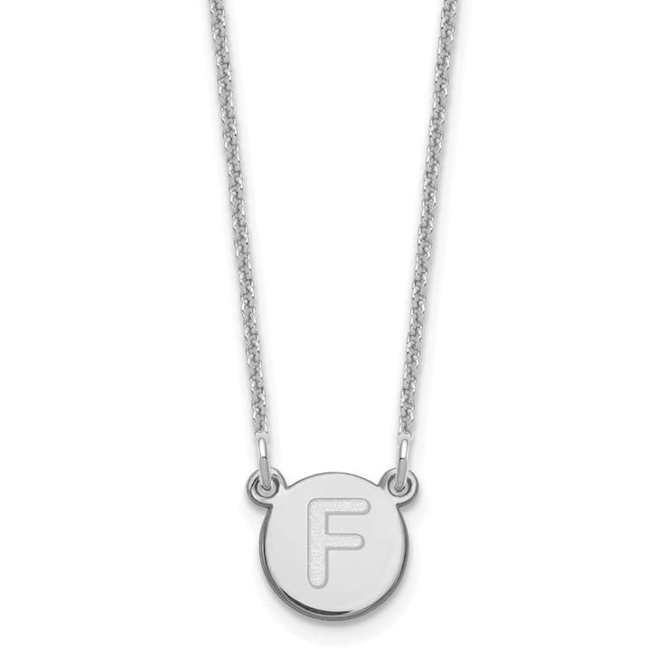 Rhodium Over 14k White Gold Tiny Circle Block Letter F Initial Pendant
Cable Link 18 Inch Necklace