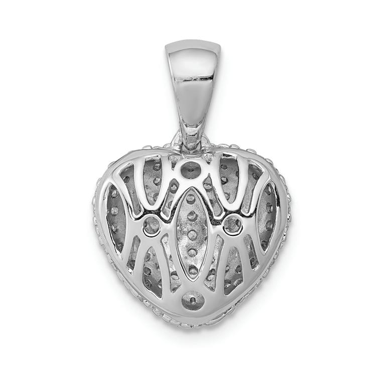 Rhodium Over 14k White Gold Diamond Heart Pendant