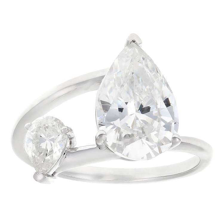 Pear Cocktail Ring With CZ In Sterling Silver