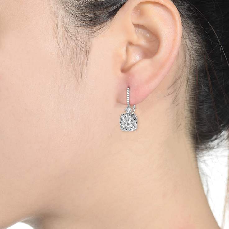 CZ Drop Earrings In Sterling Silver