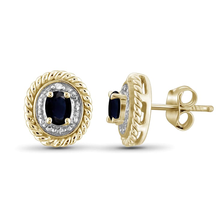 Black Sapphire 14K Gold Over Sterling Silver Earrings 0.42ctw
