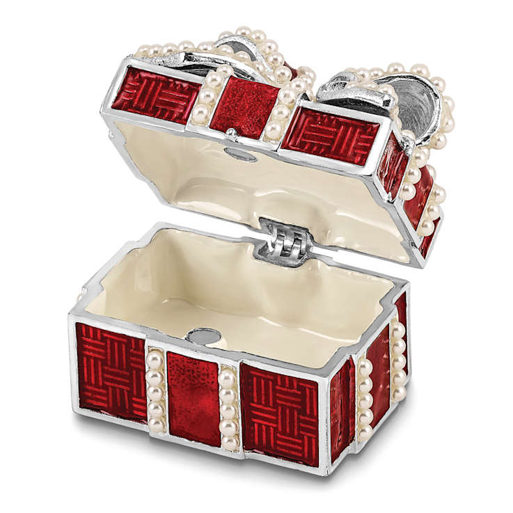 EXCITEMENT Simulated Pearl Red Gift Box Trinket Box