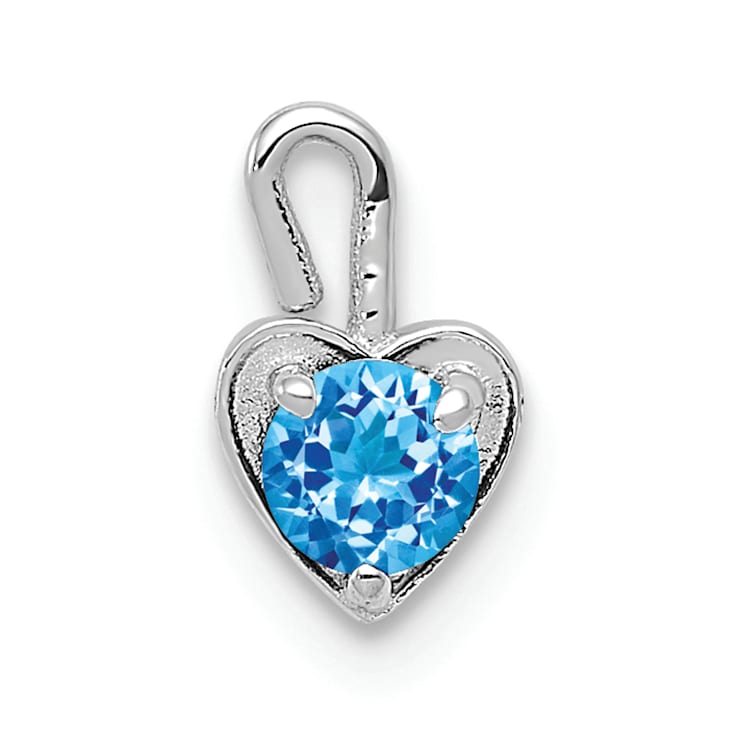 14k White Gold Tanzanite Simulant Birthstone Heart Charm