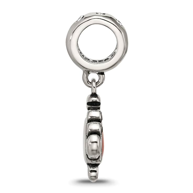 Sterling Silver Crystal and Enamel Crab Dangle Bead