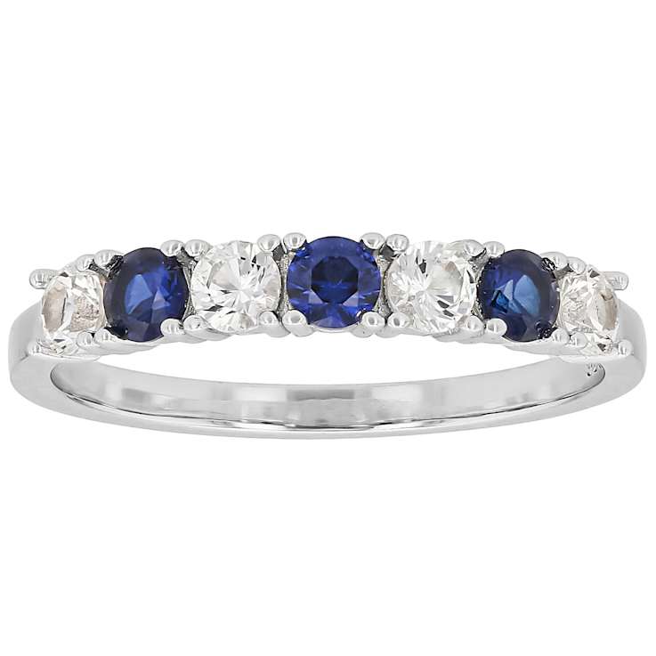 Lab-Created Sapphire Band Ring In Platinum Over Sterling Silver