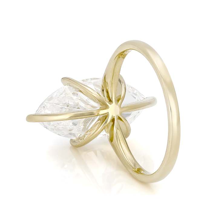Lab-Grown Diamond Marquise Solitaire Ring In 14K Yellow Gold 5.00ct