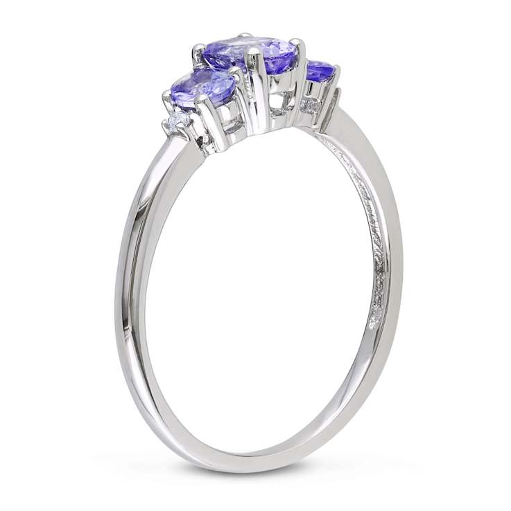 Tanzanite and Diamond 10K White Gold Ring 0.77ctw