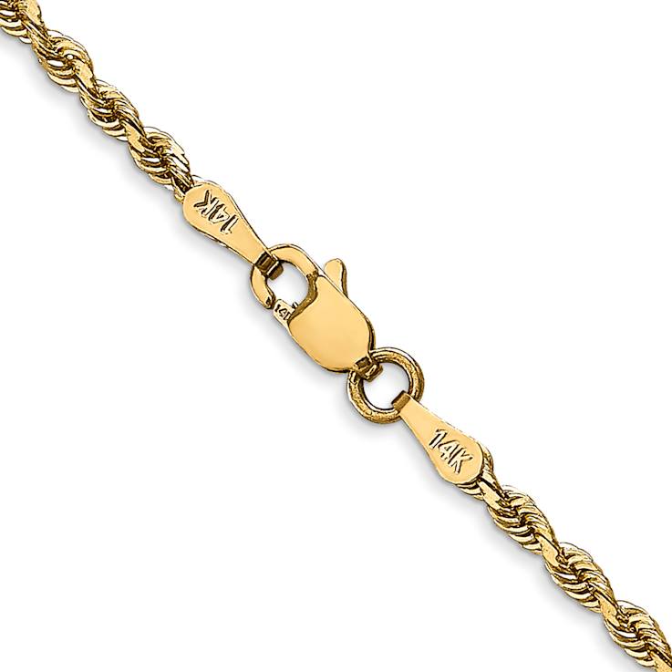 14k Yellow Gold 2.25mm Solid Diamond-Cut Quadruple Rope 24 Inch Chain