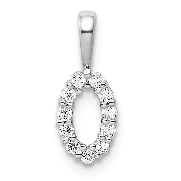 Rhodium Over 14k White Gold Diamond Number 0 Pendant