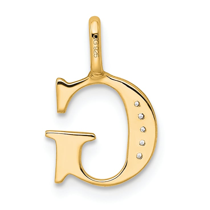 14K Yellow Gold Diamond Letter G Initial Pendant
