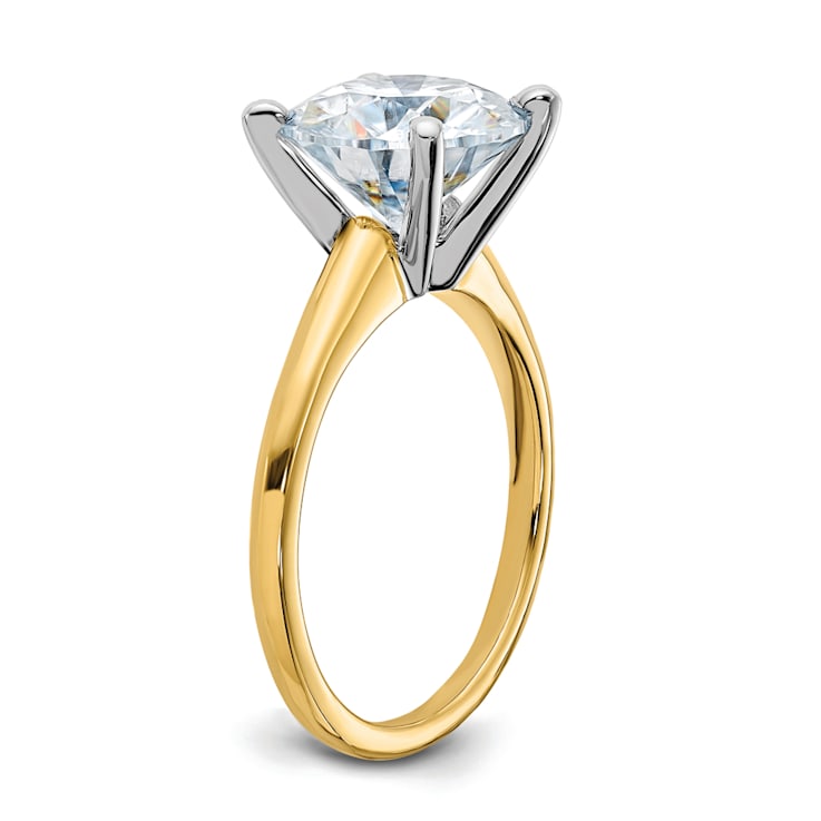 14K Yellow Gold With White Gold Accents 3 5/8 ct. G H I True Light Round
Moissanite Solitaire Ring