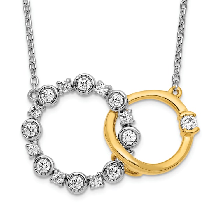 14K Two-tone Gold Lab Grown Diamond SI1/SI2, G H I, Circle Interlocking
18 Inch Necklace 0.41ctw