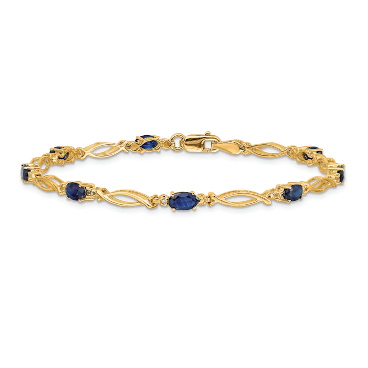 10k Yellow Gold Diamond and Sapphire Bracelet