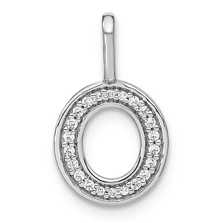 14K White Gold Diamond Lower Case Letter O Initial Pendant